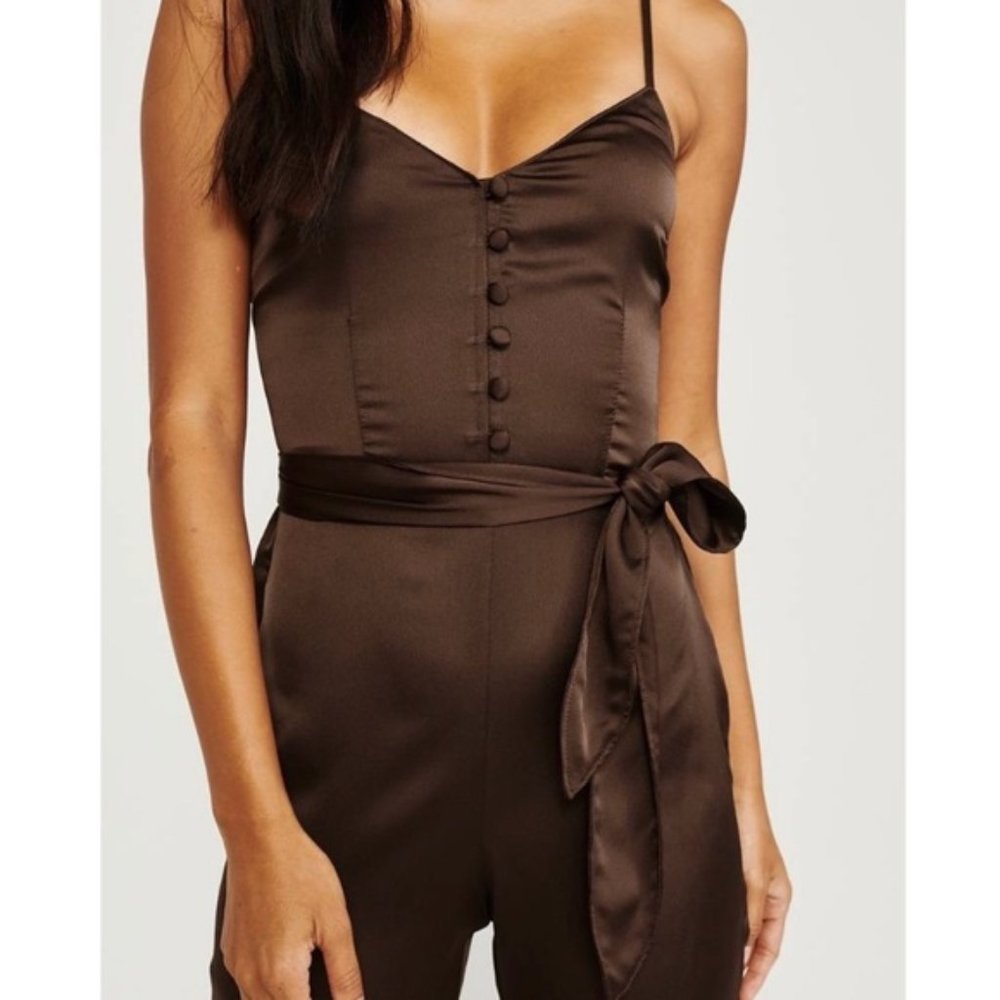 Abercrombie & Fitch Button Front Satin Jumpsuit XS - Picture 2 of 6